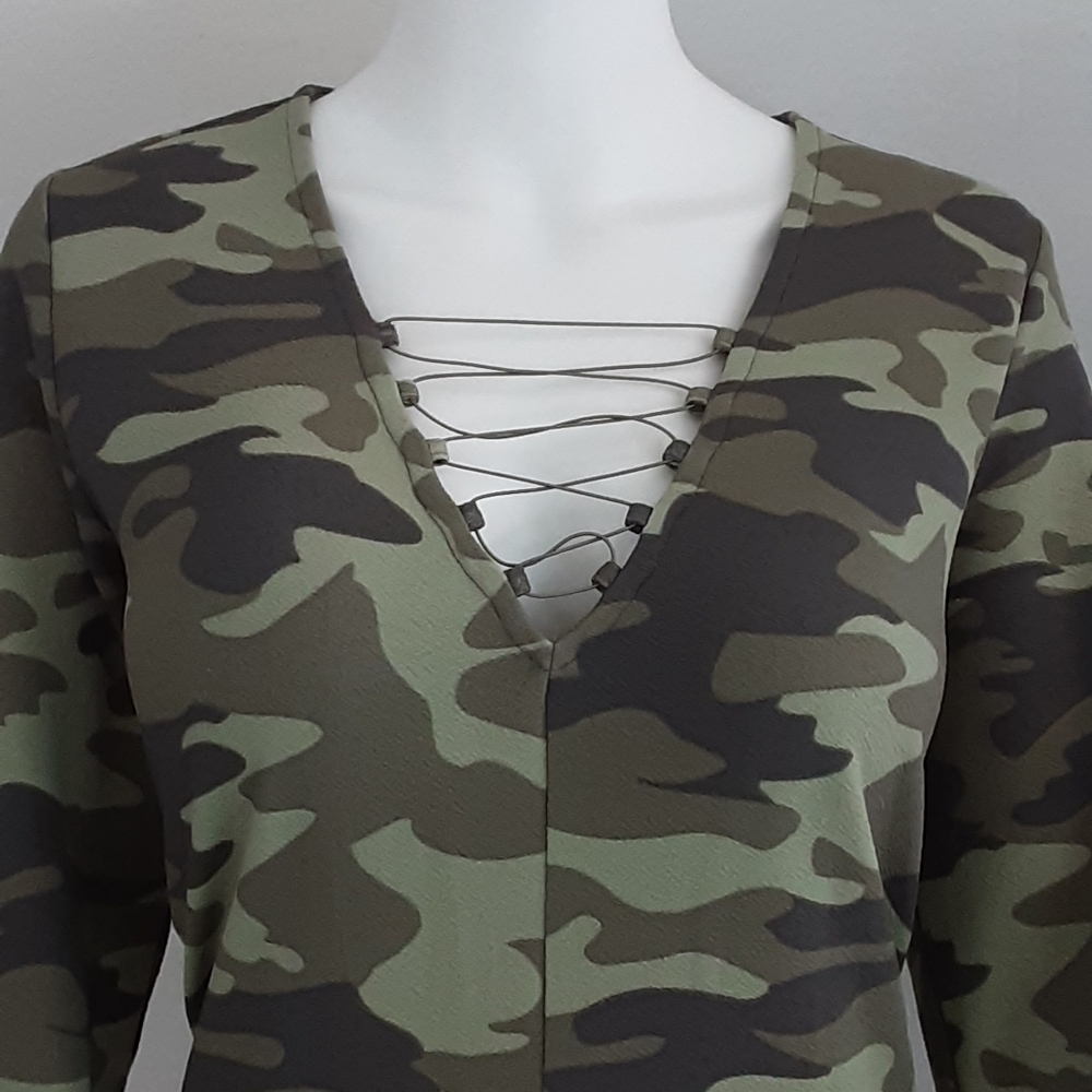 BOLD ELEMENTS Camouflage Long Sleeve Dress XL - NWOT - Picture 2 of 6